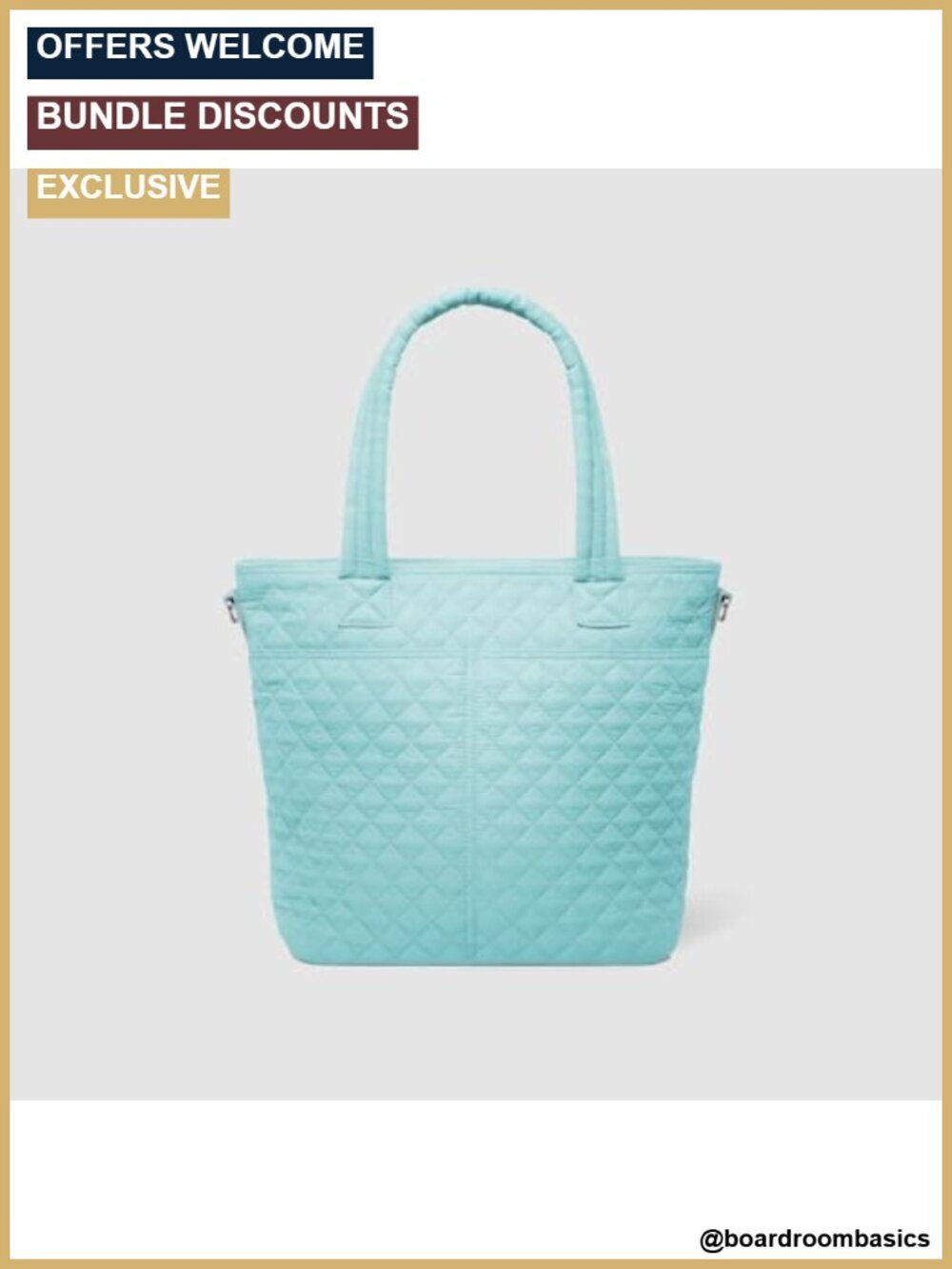 Quilted Nylon Tote Bag with Laptop Sleeve and Adjustable Strap - Picture 2 of 6